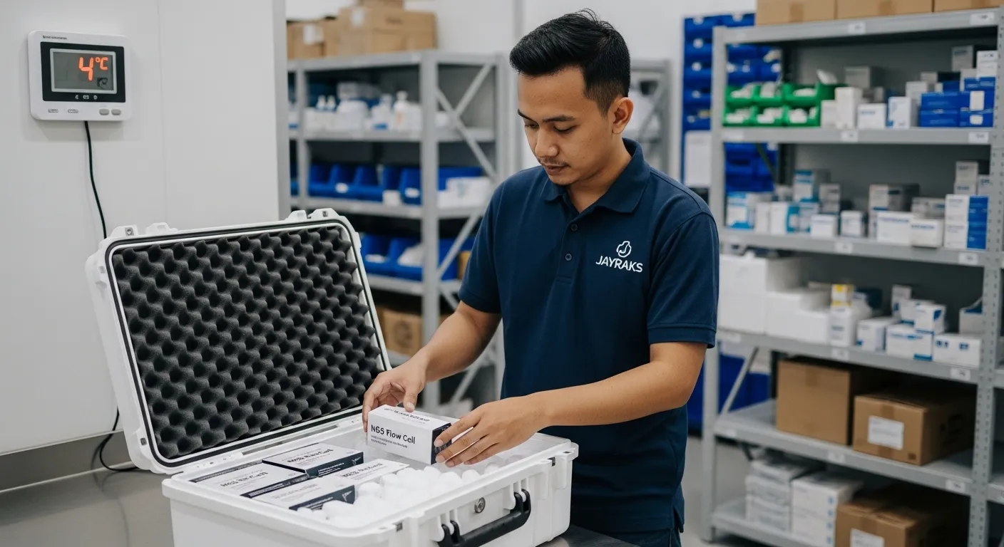 Boks pengiriman rantai dingin (cold chain) untuk menjaga suhu logistik flow cell