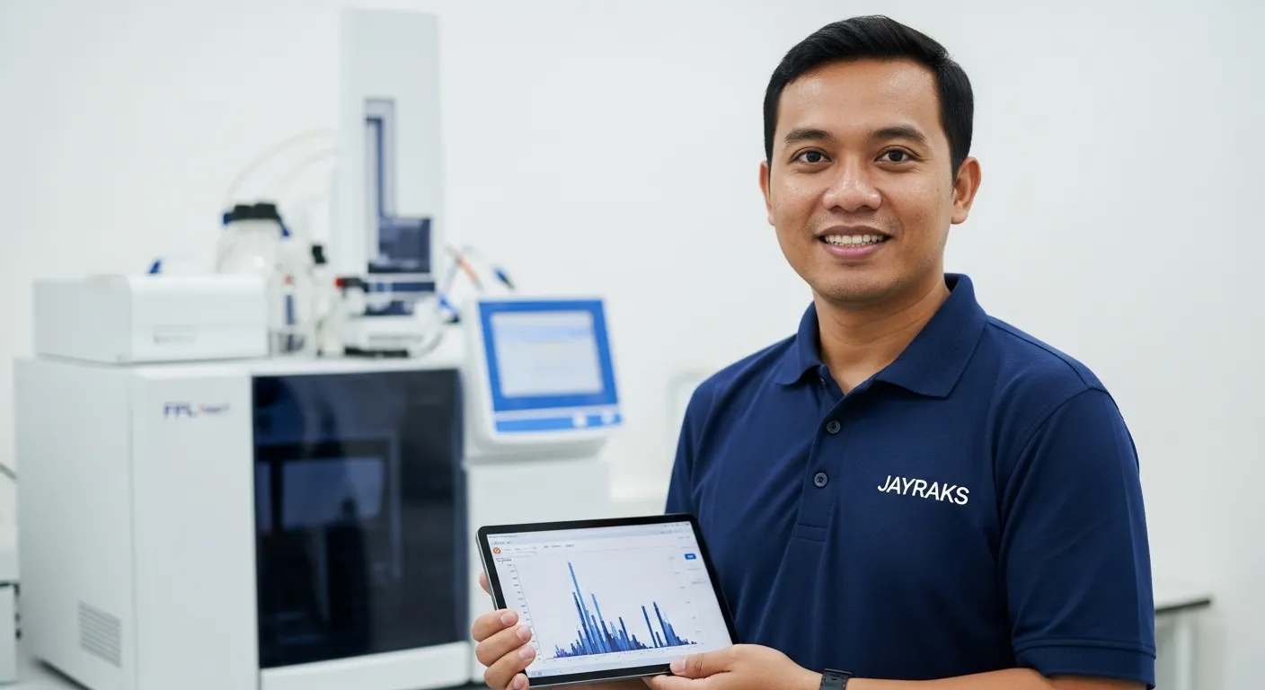 Layar Monitor Menampilkan Kromatogram Resolusi Tinggi