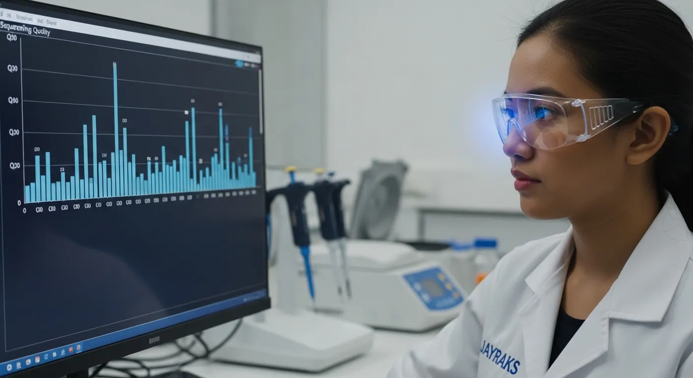 Unit instrumen Automated DNA Sequencer NGS berteknologi tinggi dengan material perlindungan polypropylene di dalam laboratorium genetika